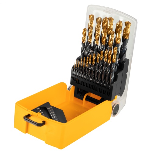 набор сверл по металлу denzel hss-tin 1-13 мм golden tip 25шт