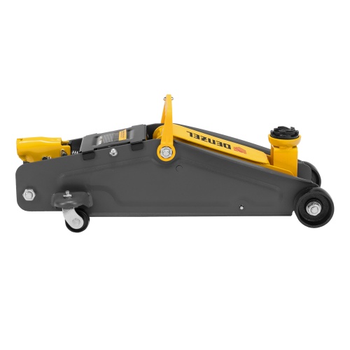 домкрат гидравлический подкатной denzel 2,8 т 135-385 мм с фиксатором фото 5