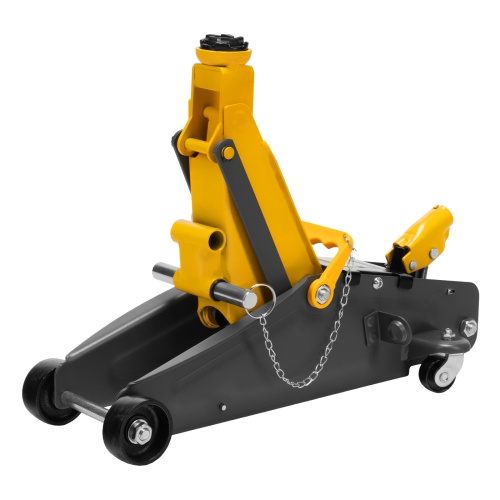 домкрат гидравлический подкатной denzel 2,8 т 135-385 мм с фиксатором фото 4