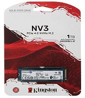 накопитель ssd kingston 1tb nv3 m.2 2280 pci-e gen4.0 x4, nvme, r/w 5000/300mb/s, 320tbw, rtl (snv3s/1000g)