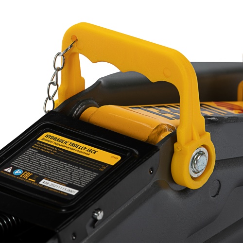 домкрат гидравлический подкатной denzel 2 т 130-330 мм с фиксатором фото 5