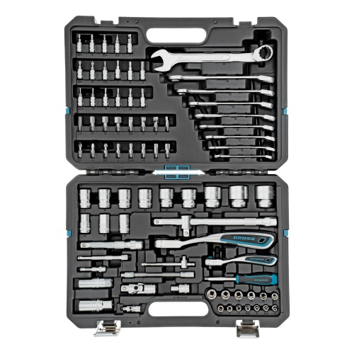 набор инструментов gross 14149 82 предметов 1/2", 1/4" c ключем-трещеткой из стали crv фото 8