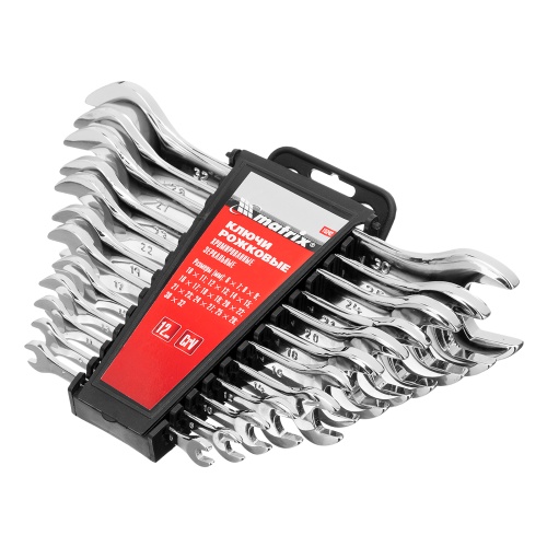 набор ключей рожковых matrix 12 шт 6-32мм elliptical фото 9