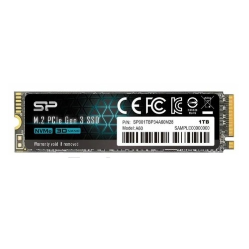накопитель ssd silicon power 1tb p34a60 m.2 2280 pci-e gen4 x4, nvme, r/w 2200/1600mb/s, 600tbw, rtl (sp001tbp34a60m28)