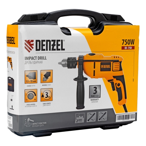 дрель ударная denzel id-750 750 вт фото 6
