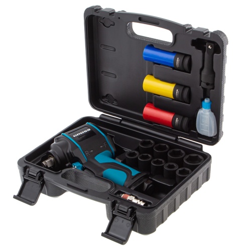 гайковерт пневматический ударный gross g985k2 с набором 17 предметов фото 10