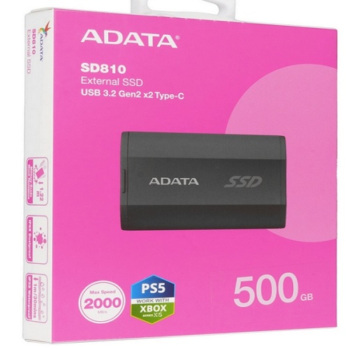 внешний накопитель ssd a-data 500gb sd810 usb type-c 2000/2000 mb/s metal case black (sd810-500g-cbk) фото 3