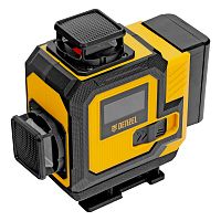 лазерный уровень мультипризменный denzel dlv-360-4c 30 м зеленый луч li-ion 2,4 aч в кейсе