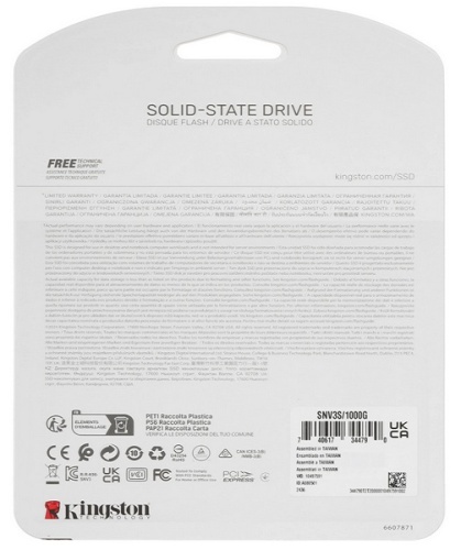 накопитель ssd kingston 1tb nv3 m.2 2280 pci-e gen4.0 x4, nvme, r/w 5000/300mb/s, 320tbw, rtl (snv3s/1000g) фото 2