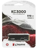 накопитель ssd kingston 512gb kc3000 m.2 2280 pci-e gen4.0 x4, nvme, m.2, r/w 7000/3900mb/s, 400tbw (skc3000s/512g)