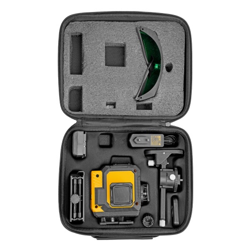 лазерный уровень мультипризменный denzel dlv-360-3c 30 м зеленый луч li-ion 2,4 aч в кейсе фото 9