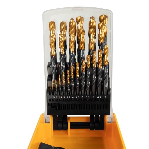 набор сверл по металлу denzel hss-tin 1-13 мм golden tip 25шт фото 9