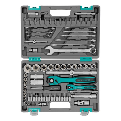 набор инструментов stels 82 предмета 1/2", 1/4", 12 гранные головки фото 8