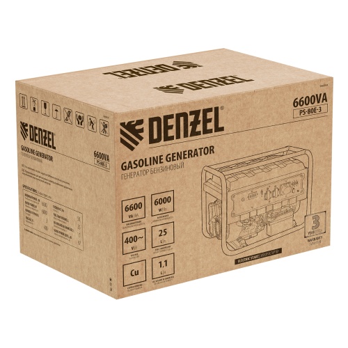 генератор бензиновый denzel ps 80 e-3 946954 6600 вт фото 5