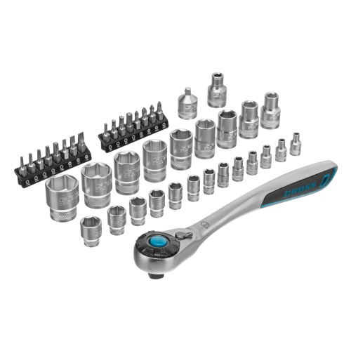 набор торцевых головок с трещоткой gross 1/2", 1/4" 41 предмет фото 2