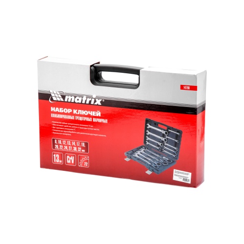 набор ключей комбинированных, трещоточных шарнирных matrix 14798 13 шт фото 8