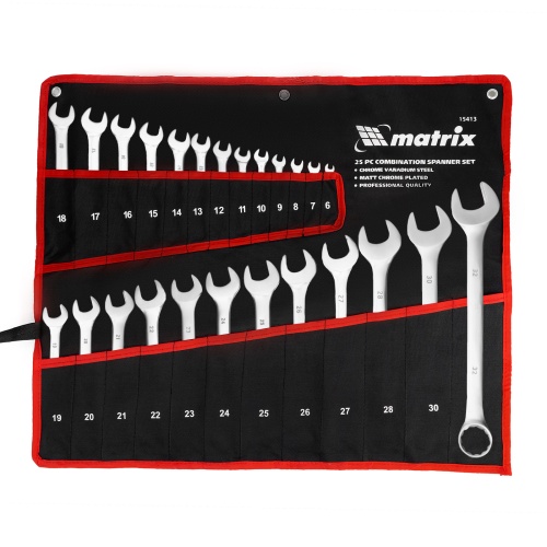 набор ключей комбинированных matrix 6-32 мм 25 шт матовый хром