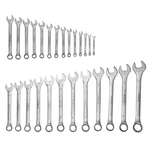 набор ключей комбинированных stels 6-32 мм 26шт crv, матовый хром фото 9