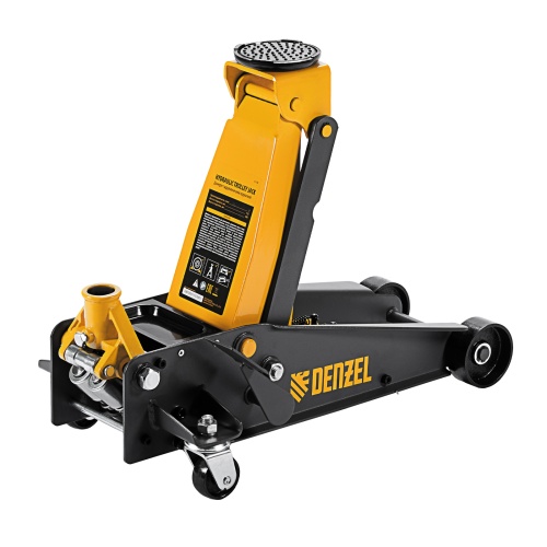 домкрат гидравлический подкатной denzel 3 т 135-480 мм профессиональный фото 8