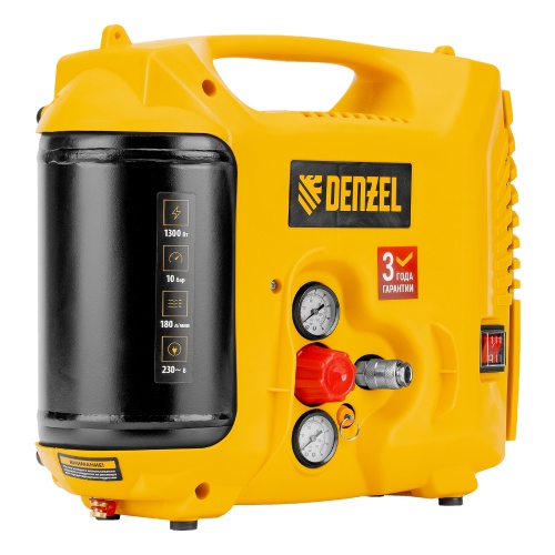 компрессор воздушный denzel dl1300 10 бар 1300вт 180 л/мин 5 л с набором аксессуаров фото 8
