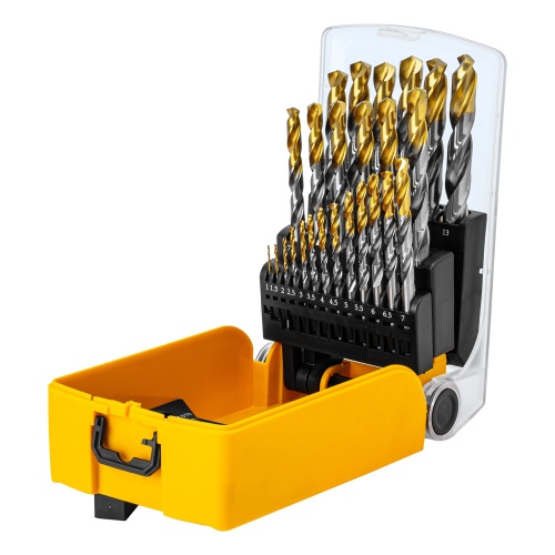 набор сверл по металлу denzel р6м5-tin 1-13 мм golden tip 25шт