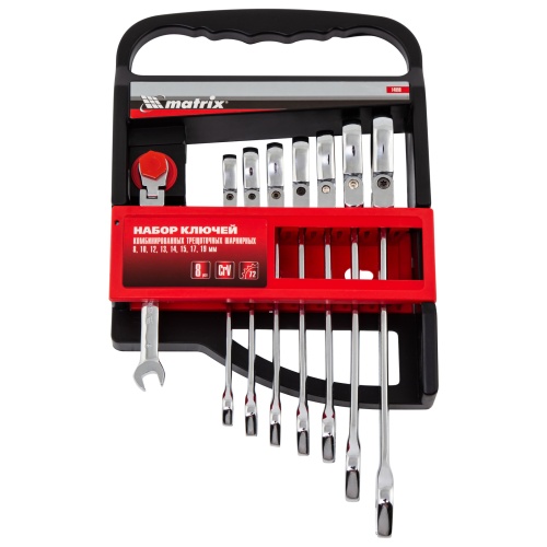 набор ключей комбинированных трещеточных шарнирных matrix 8 шт фото 6