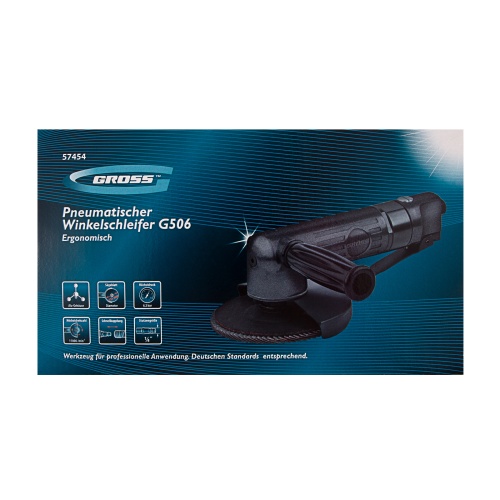 угловая шлифовальная машина пневматическая gross g506.5" 11000 об/мин фото 4