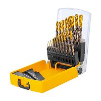 набор сверл по металлу denzel р6м5к8-tin 1-10 мм golden tip 19шт