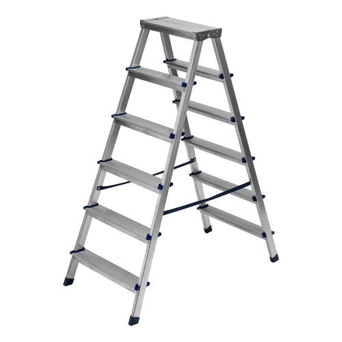 стремянка алюминиевая сибртех 6 ступеней двусторонняя 97926