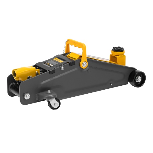 домкрат гидравлический подкатной denzel 2,8 т 135-385 мм с фиксатором фото 2