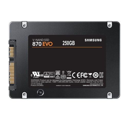 накопитель ssd samsung 250gb 870 evo 2.5", sata-iii, r/w 560/530mb/s, 150tbw, tlc (mz-77e250b/eu) фото 2