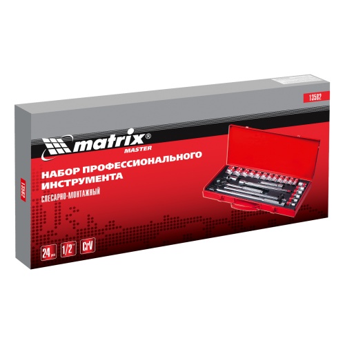 набор торцевых головок с трещоткой matrix 13582 1/2" 24 предмета фото 6