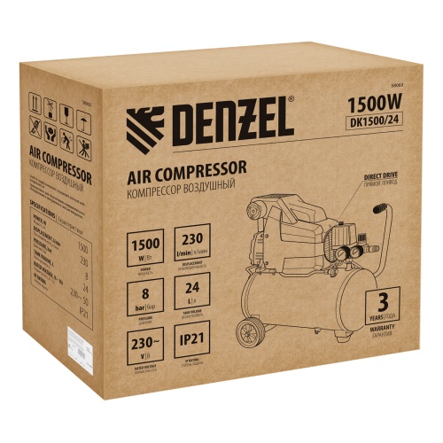 компрессор воздушный denzel dk1500/24 х-pro фото 5