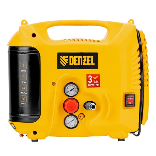 компрессор воздушный denzel dl1300 10 бар 1300вт 180 л/мин 5 л с набором аксессуаров фото 6