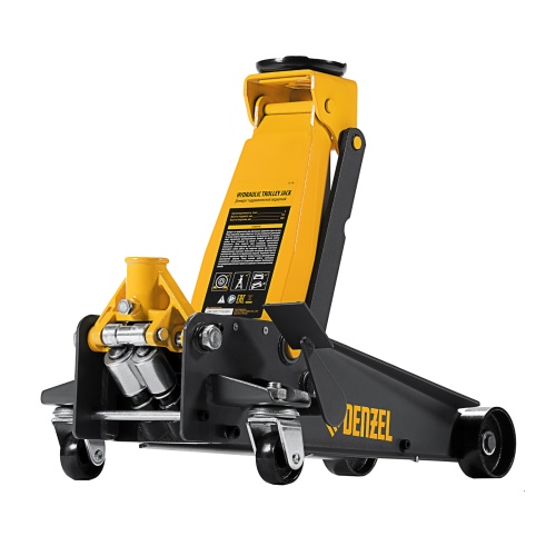 домкрат гидравлический подкатной denzel 3 т 135-480 мм профессиональный фото 6