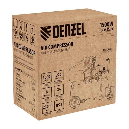компрессор воздушный denzel dc1500/24 фото 5