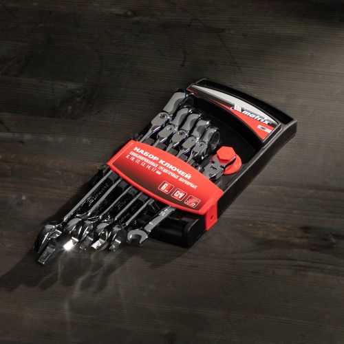 набор ключей комбинированных трещеточных шарнирных matrix 6 шт фото 6