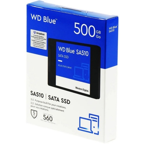 накопитель ssd western digital 500gb blue sa510 2.5", sata-iii, r/w 560/510mb/s, 200tbw (wds500g3b0a) фото 4