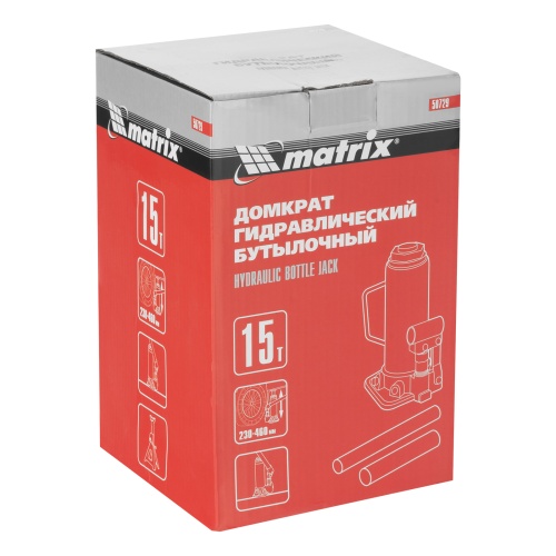 домкрат гидравлический бутылочный matrix 15 т 230-460 фото 6