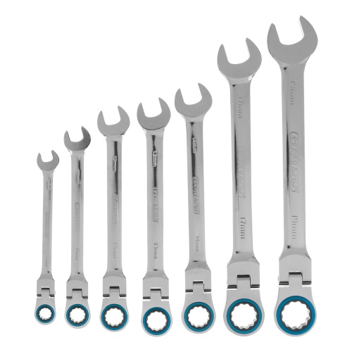 набор ключей комбинированных с трещоткой gross 8-19 мм 7 шт шарнирные фото 8