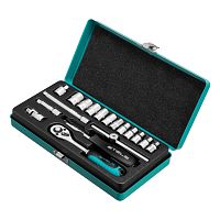 набор торцевых головок с трещоткой stels 1/4" 18 предметов