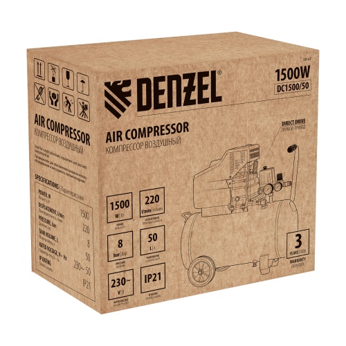 компрессор воздушный denzel dc1500/50 фото 6