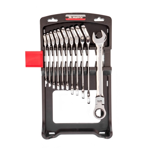 набор ключей комбинированных трещоточных шарнирных matrix 14796 11 шт фото 10