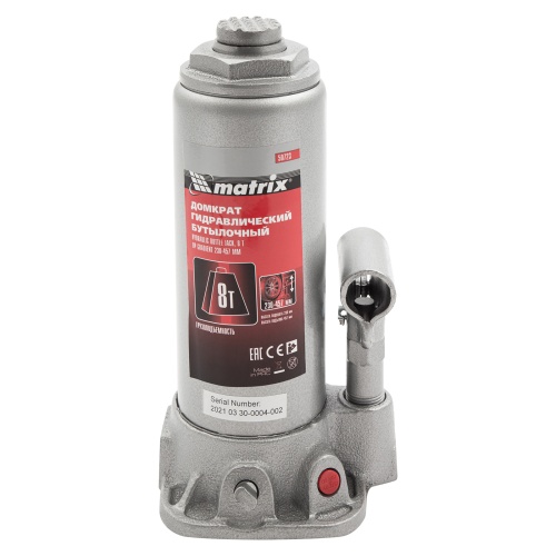 домкрат гидравлический бутылочный matrix 8 т 230-457 фото 9
