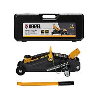 домкрат гидравлический подкатной denzel 2,8 т 135-385 мм в кейсе