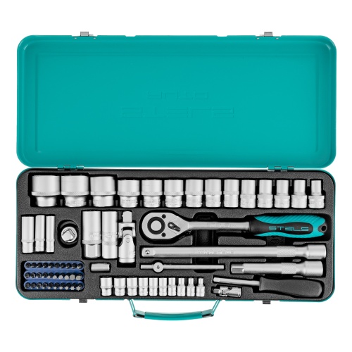 набор торцевых головок с трещоткой stels 13576 1/2" и 1/4" 68 предметов фото 9