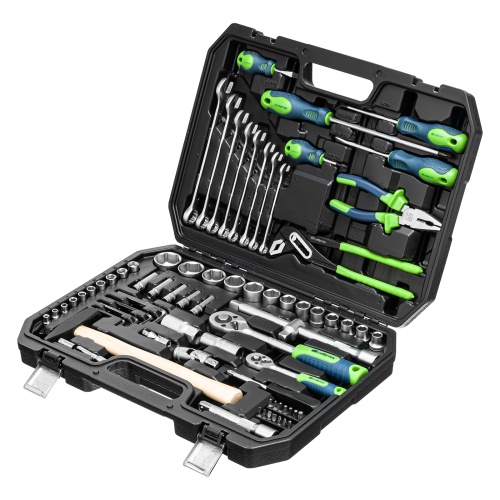 набор инструментов сибртех 76 предметов 1/2", 1/4" в кейсе 13394