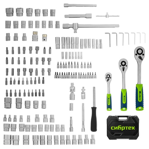 набор инструментов сибртех 1/2", 3/8", 1/4" 172 предметов пластиковый кейс фото 10