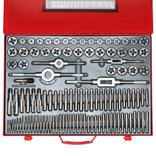 набор метчиков и плашек matrix м2-м18 110 шт в металлическом кейсе фото 8