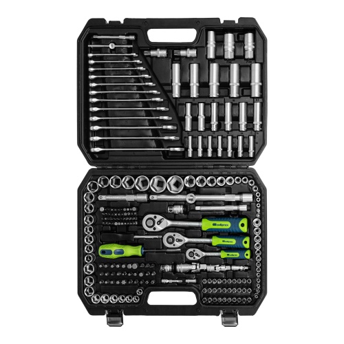 набор инструментов сибртех 1/2", 3/8", 1/4" 215 предметов пластиковый кейс фото 9